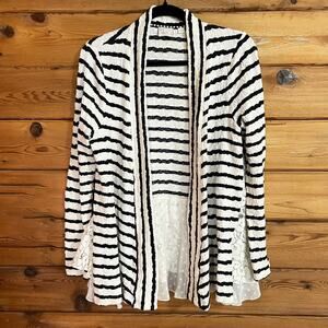 Anthropologie Postage Stamp Open Front Layered Cardigan Sweater Medium
